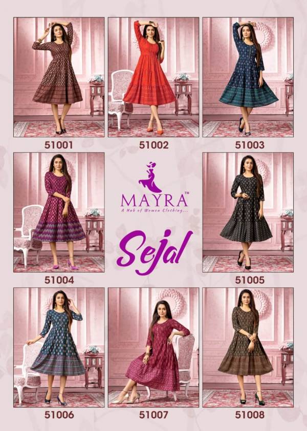 Mayra Sejal Rayon Printed Regular Wear Latest Anarkali Kurti Collection